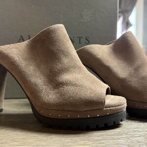 All Saints Tan Suede Women's Clogs